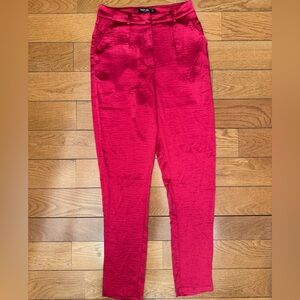 Nasty Gal Burgundy Satin Trousers